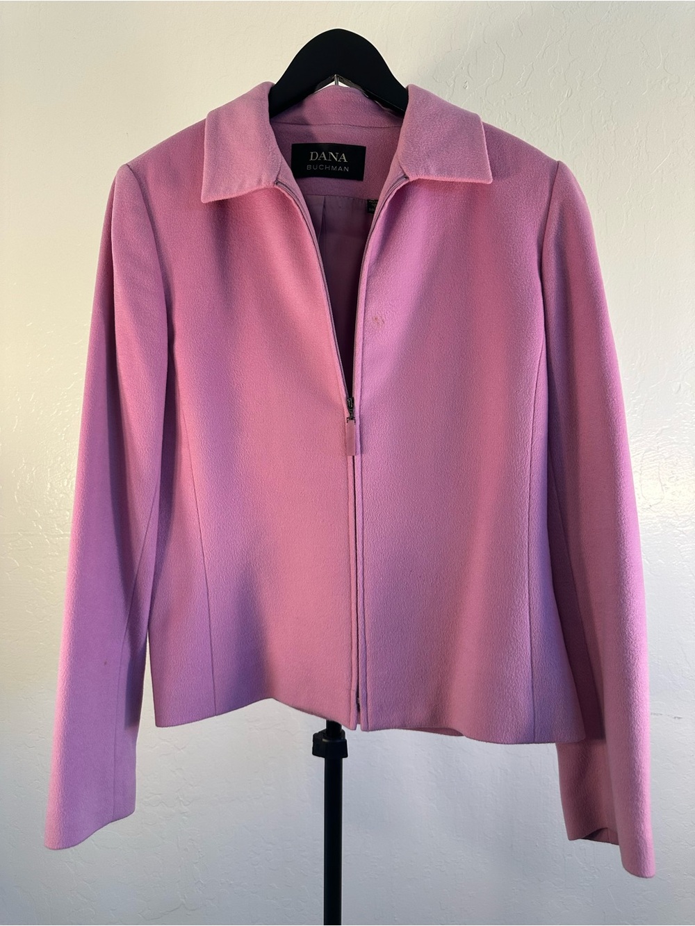 Dana Buchman Soft Pink Zip-Front cashmere Blazer Jacket